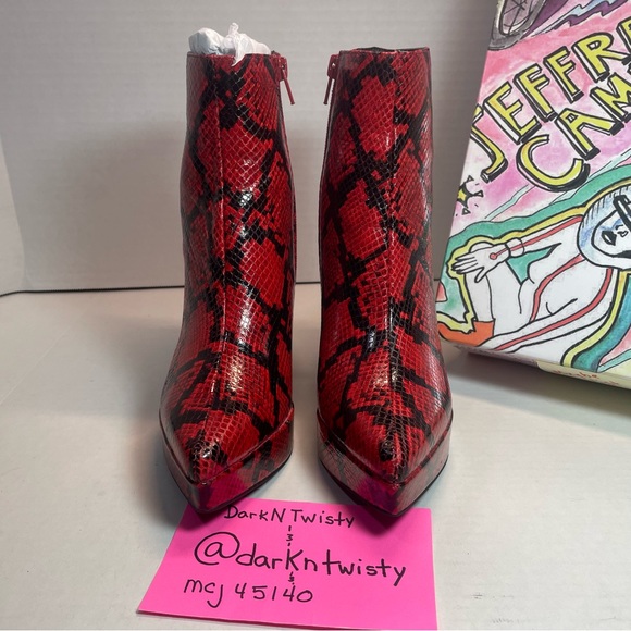 BNIB Jeffrey Campbell Dormant Black/Red Snakeskin print platforms 5.5M - Picture 3 of 13